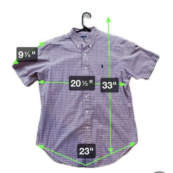 Ralph Lauren Short Sleeve Blue Plaid Men's Medium Button Up Shirt - Picture 7 of 7